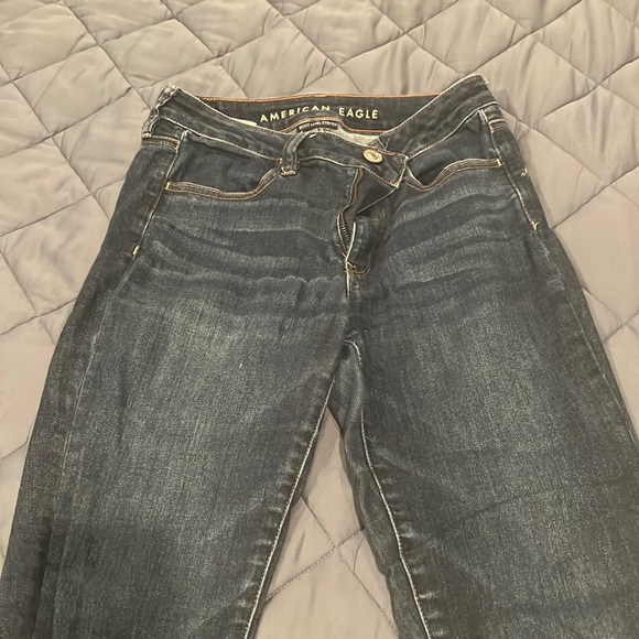 A.Eagle High Rise Jeggings Darkwash Blue Denim Size 6 Short - Picture 1 of 3